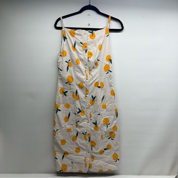 MAEVE BY anthropologie Dylan Mierzwinsky Orange Print Sleeveless Dress size M - Picture 3 of 11